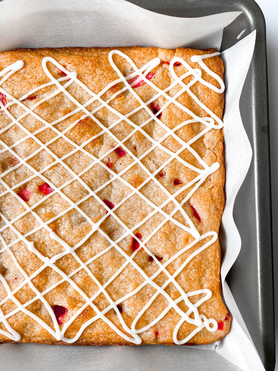 Easy Strawberry Blondies with Cream Cheese Icing